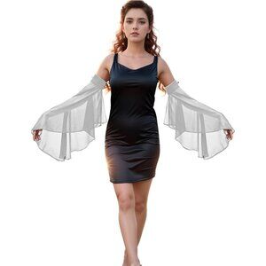 Women's Gothic White Chiffon Lace Detachable Covers Sleeves Gloves Party Prom